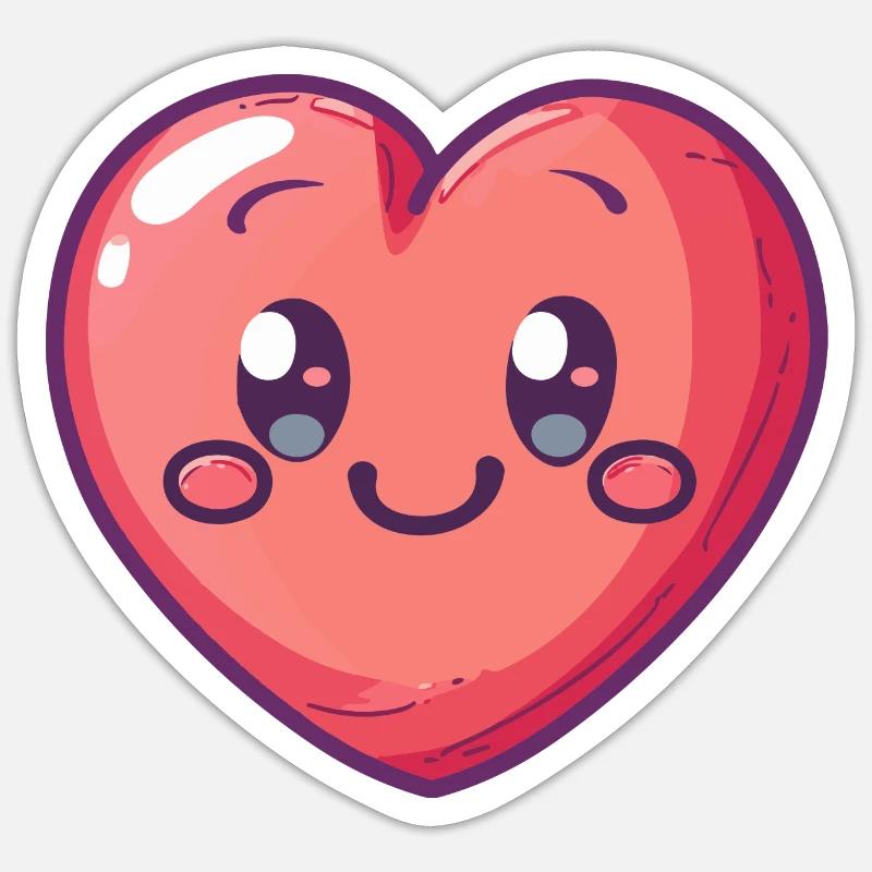 Coeur Mignon Bébé Bande Dessinée - Sticker taille S (10 x 10 cm) - blanc mat