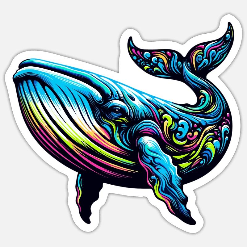 Baleine bleue - Sticker taille S (10 x 10 cm) - blanc mat
