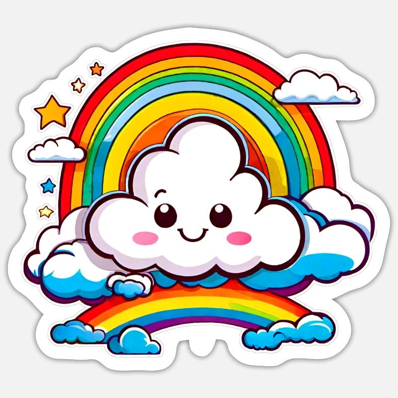 Cute cloud with rainbow Sticker size S (10 x 10 cm)