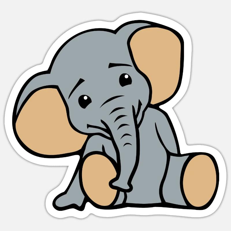Petit éléphant mignon - Sticker taille S (10 x 10 cm) - blanc mat