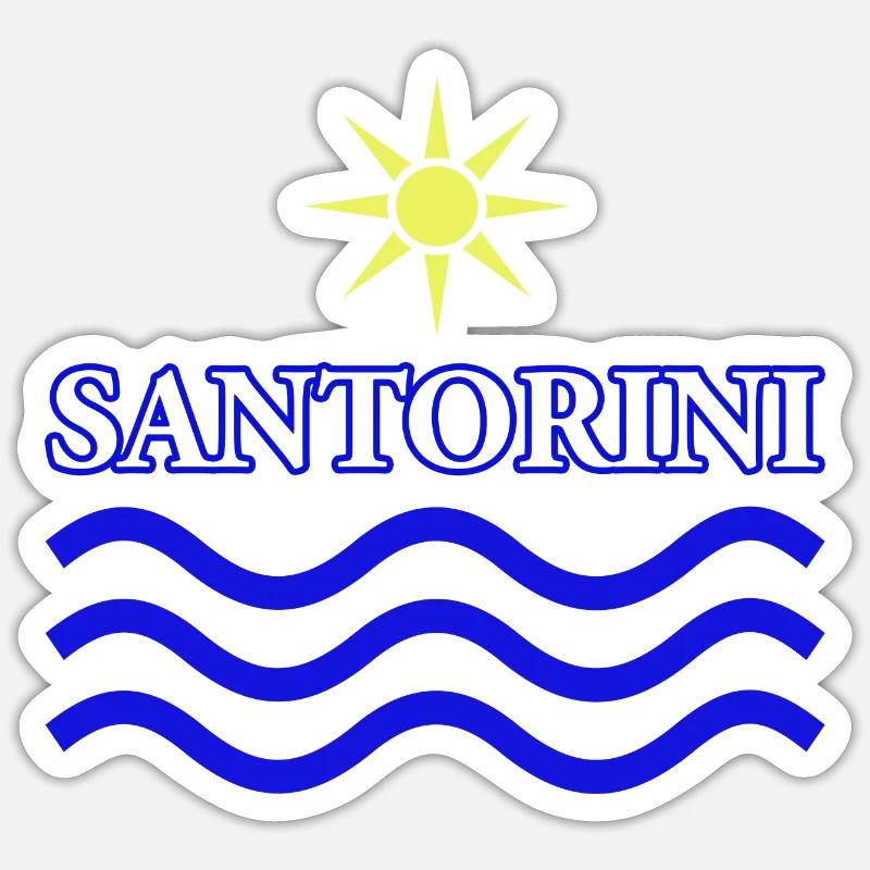 Soleil et vagues Conception côtière Sticker taille S (10 x 10 cm)