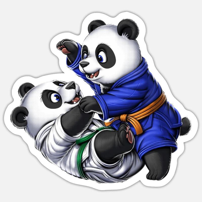 Panda Bears Jiu-Jitsu - Sticker size S (10 x 10 cm) - white matte