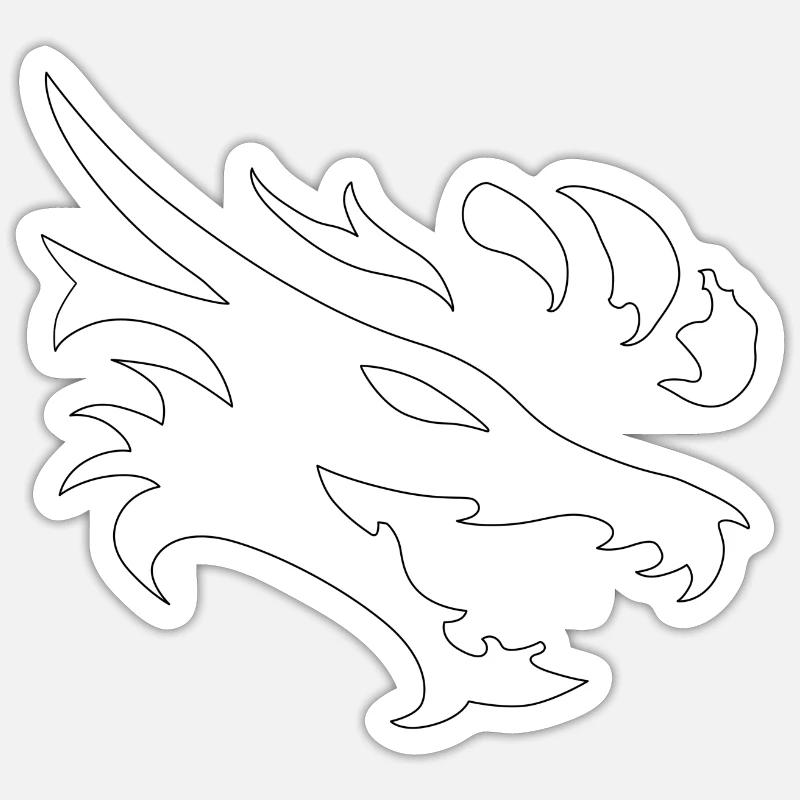 dragon22 blanc Sticker taille S (10 x 10 cm)