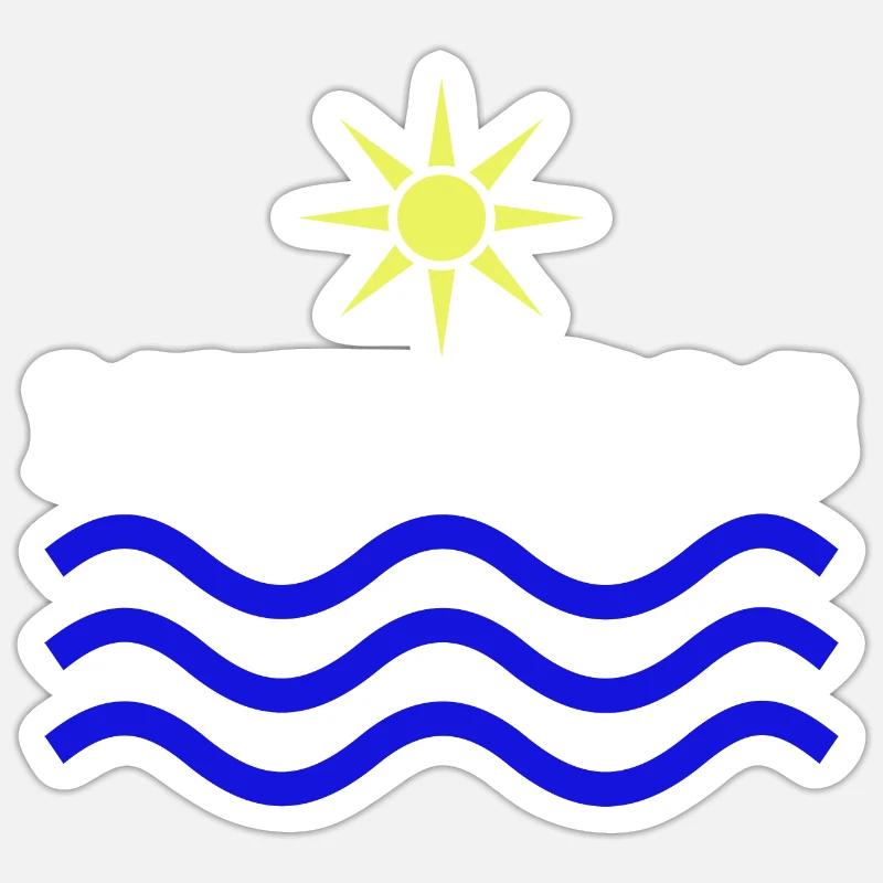 MYKONOS-GRÈCE Eau Solaire - Sticker taille S (10 x 10 cm) - blanc mat