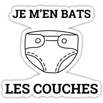 Je m'en bats les couches - Sticker taille S (10 x 10 cm) - blanc mat - Devant