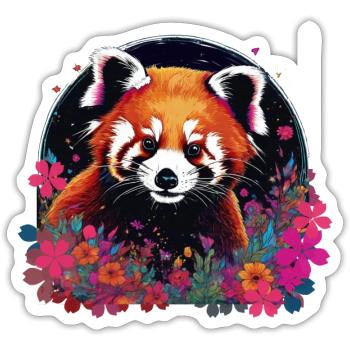 Roter panda,panda, Blumen, Malerei - Sticker Größe S (10 x 10 cm) - Mattweiß - Vorne