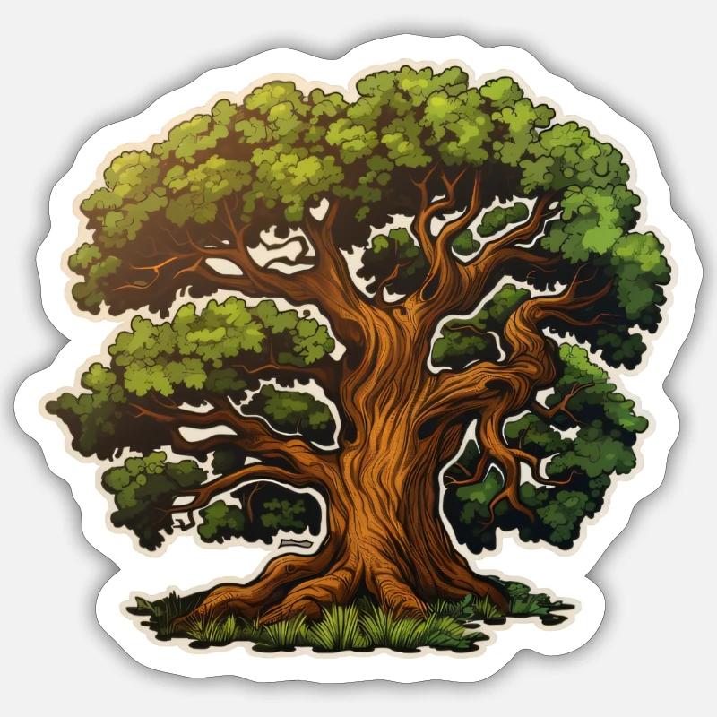 Eiche großer Baum - Sticker Größe S (10 x 10 cm) - Mattweiß