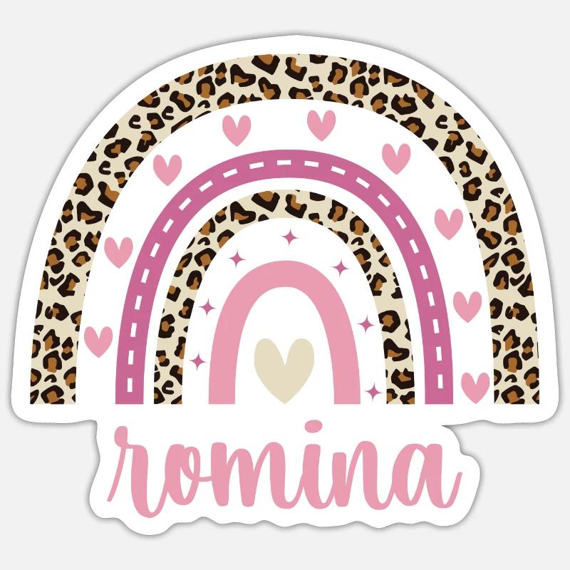 Romina Regenbogen Name Geburtstag Romina - Sticker Größe S (10 x 10 cm) - Mattweiß