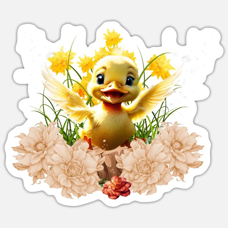 Süßes Entlein - Sticker Größe S (10 x 10 cm) - Mattweiß