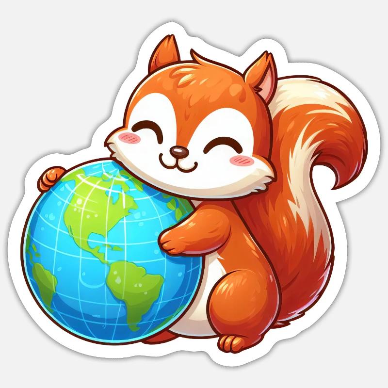 Eichhörnchen für Umweltschutz & Naturschutz - Sticker Größe S (10 x 10 cm) - Mattweiß