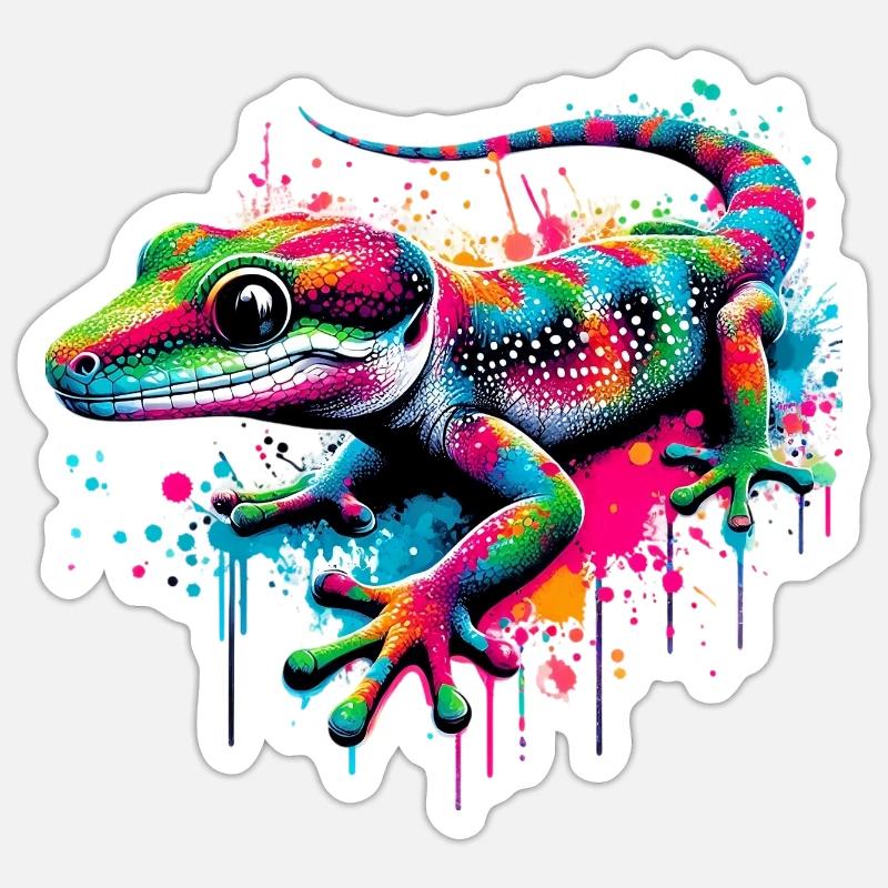 Gecko - Sticker taille S (10 x 10 cm) - blanc mat