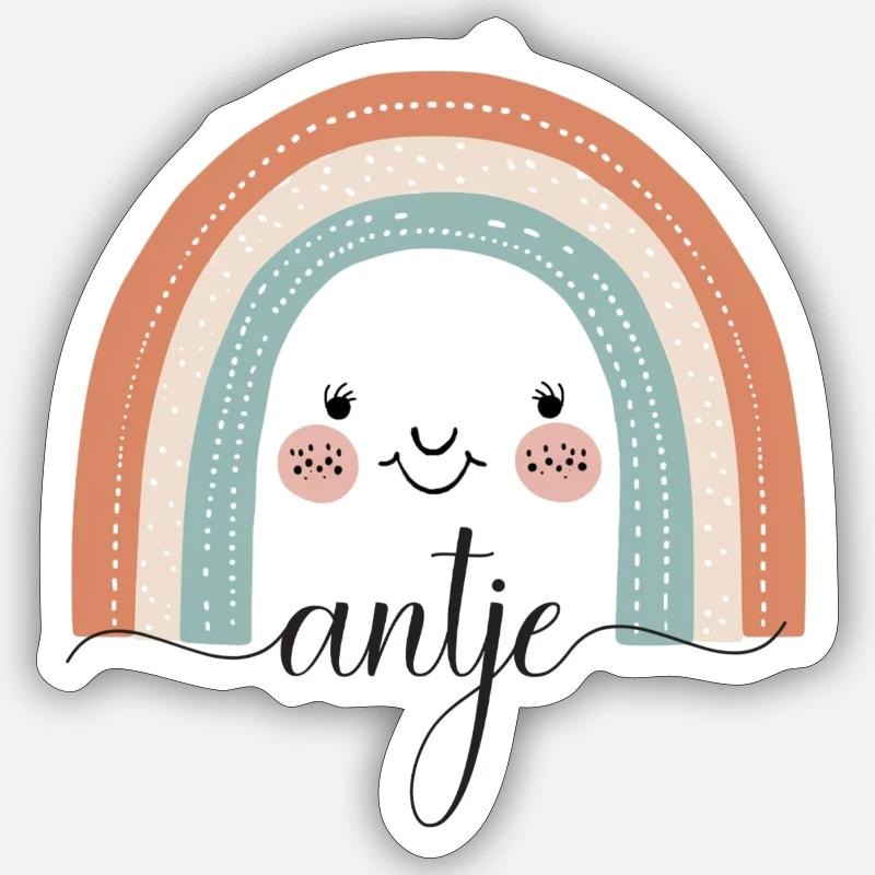 Antje! Rainbow, customisable - Sticker size S (10 x 10 cm) - white matte