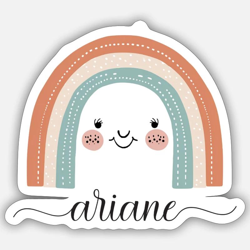Ariane! Regenbogen, personalisierbar - Sticker Größe S (10 x 10 cm) - Mattweiß