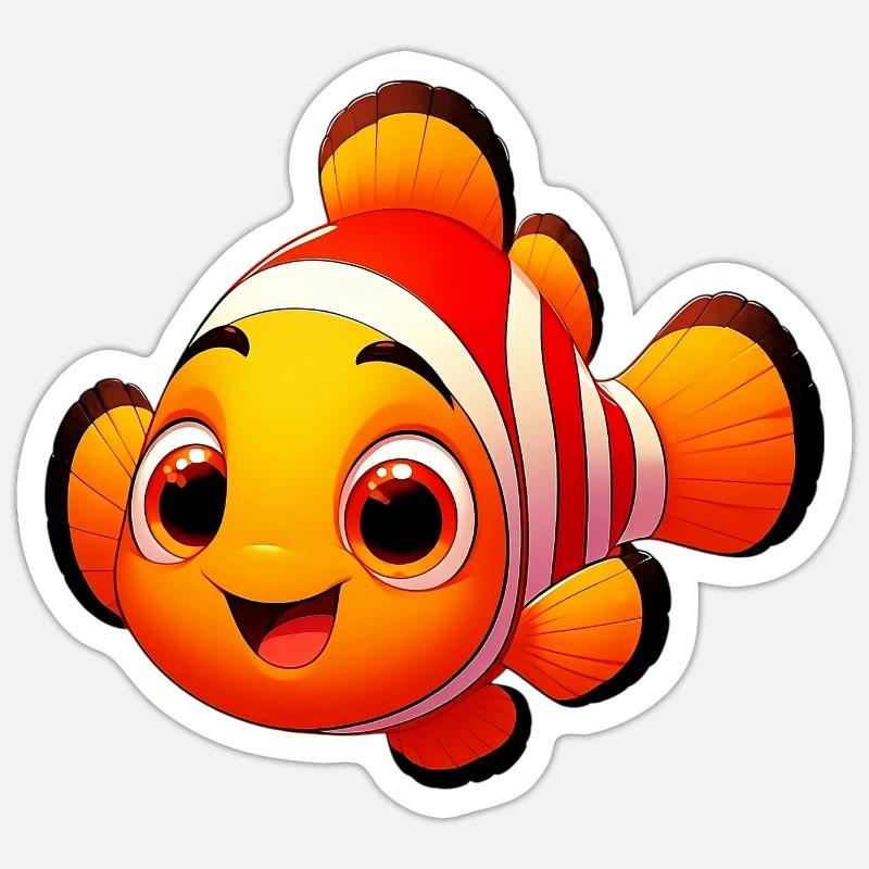 Clownfisch - Sticker Größe S (10 x 10 cm) - Mattweiß