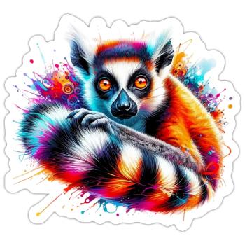 Lemur - Sticker Größe S (10 x 10 cm) - Mattweiß - Vorne