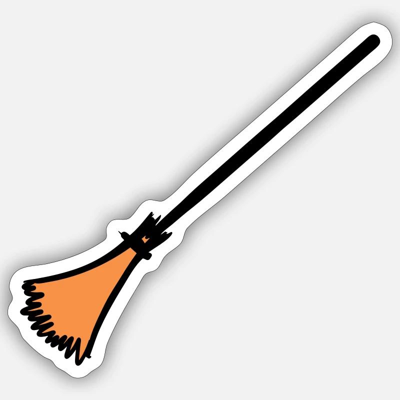 Broom, hand-drawn: cleaning lady, garbage man. Sticker size S (10 x 10 cm)