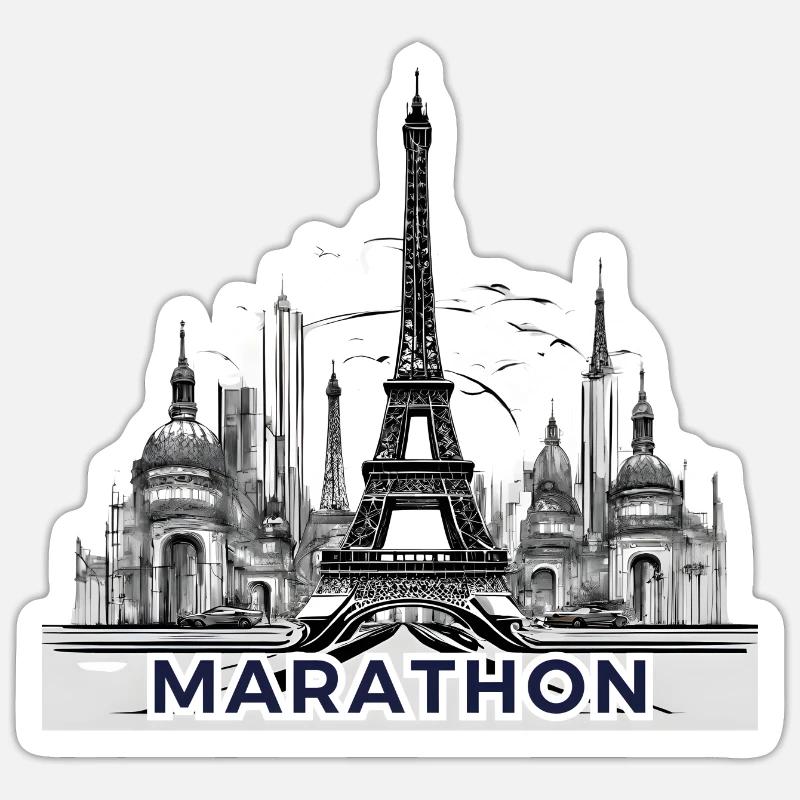 Parisienne Parcours marathon - Sticker taille S (10 x 10 cm) - blanc mat