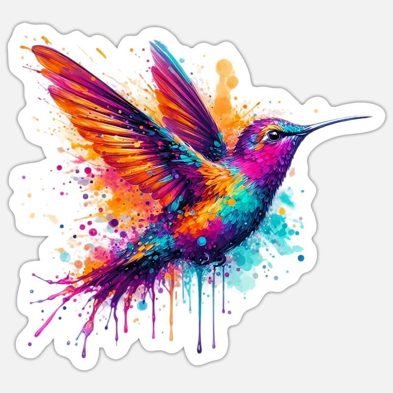 Colibri - Sticker taille S (10 x 10 cm) - blanc mat