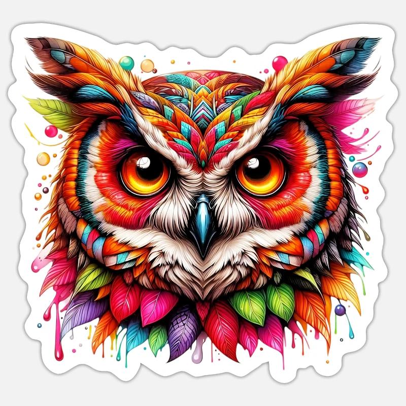 Eule - Sticker Größe S (10 x 10 cm) - Mattweiß