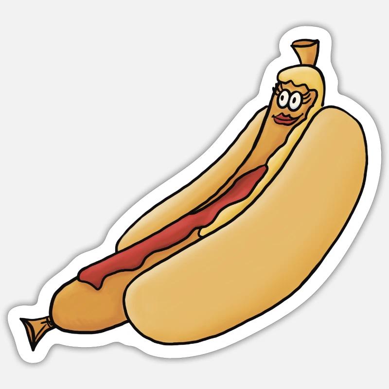 relaxed bockwurst in a bun - Sticker size S (10 x 10 cm) - white matte