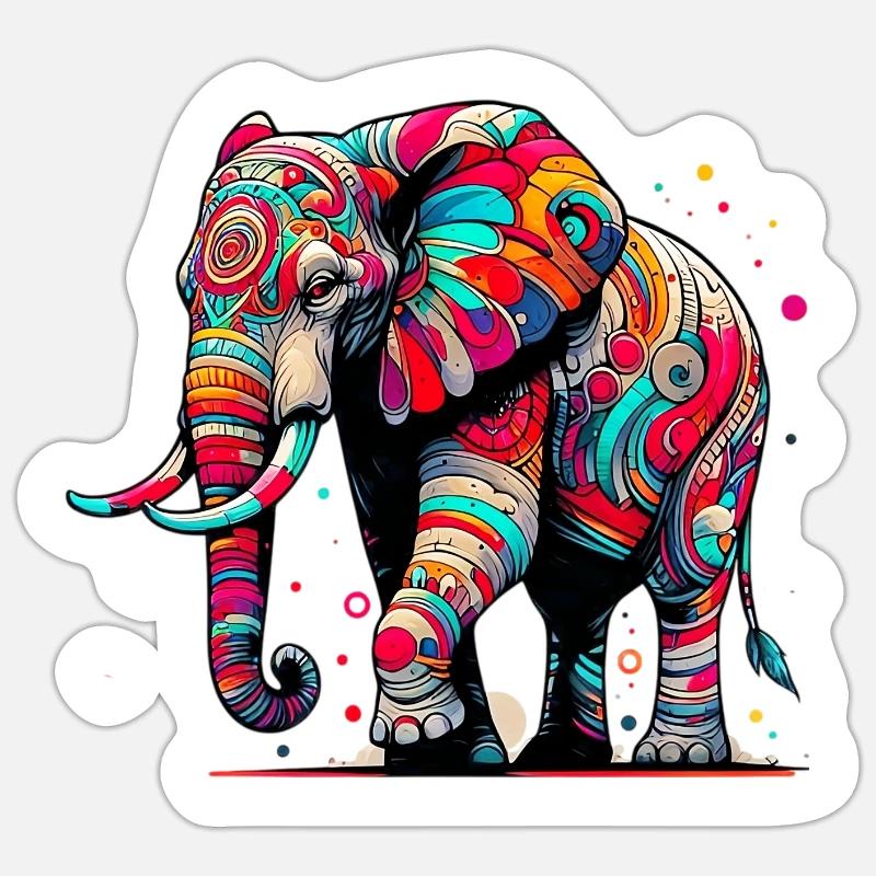 Éléphant - Sticker taille S (10 x 10 cm) - blanc mat
