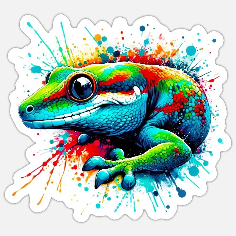Gecko - Sticker taille S (10 x 10 cm) - blanc mat