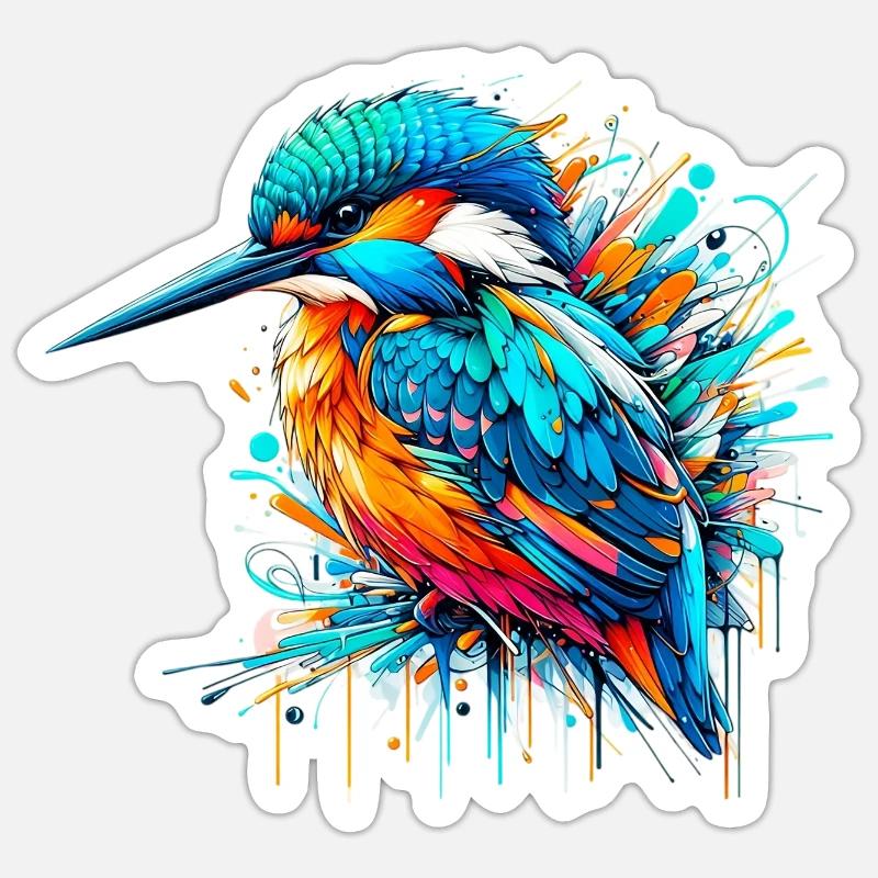 Martin-pêcheur - Sticker taille S (10 x 10 cm) - blanc mat
