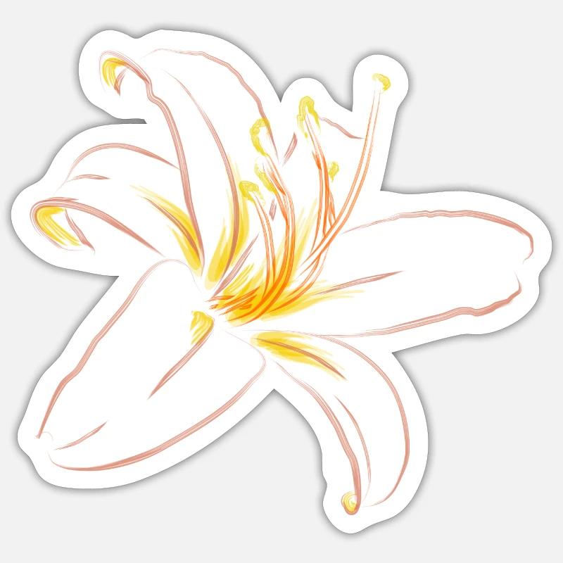 LYS ROSE CLAIR - Sticker taille S (10 x 10 cm) - blanc mat