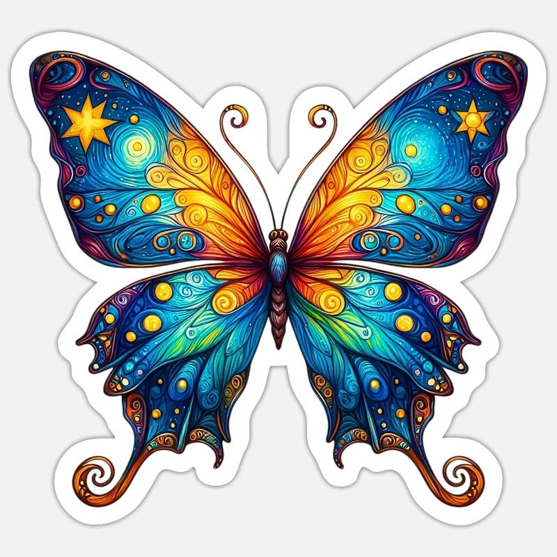 Papillon Van Gogh Sticker taille S (10 x 10 cm)