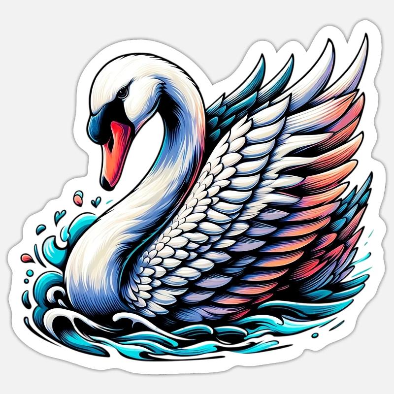 Cygne - Sticker taille S (10 x 10 cm) - blanc mat
