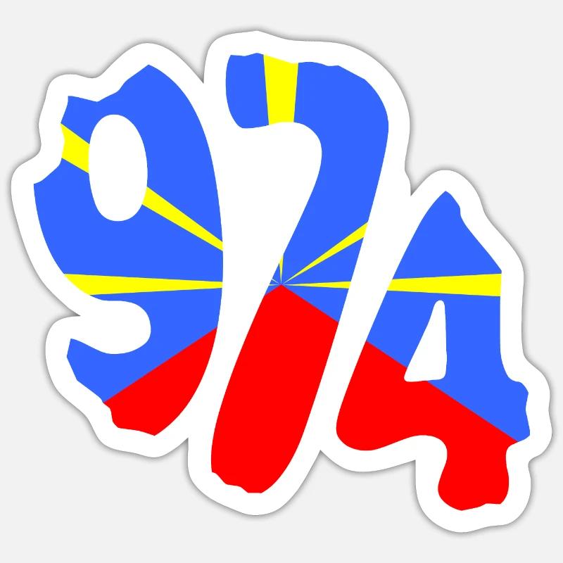 974 Drapeau Sticker taille S (10 x 10 cm)