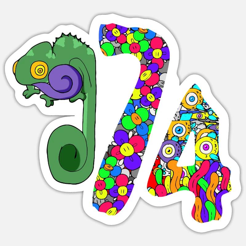 Caméléon 974 Doodle Sticker taille S (10 x 10 cm)