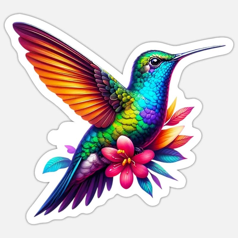 Colibri - Sticker taille S (10 x 10 cm) - blanc mat