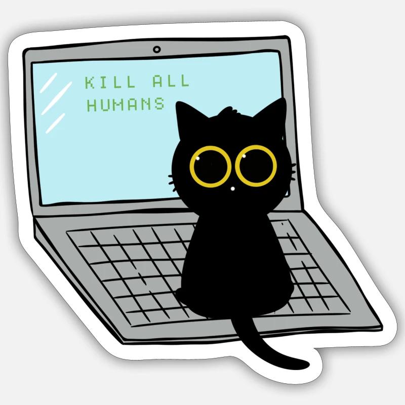 Kill All Humans Cat - Sticker size S (10 x 10 cm) - white matte
