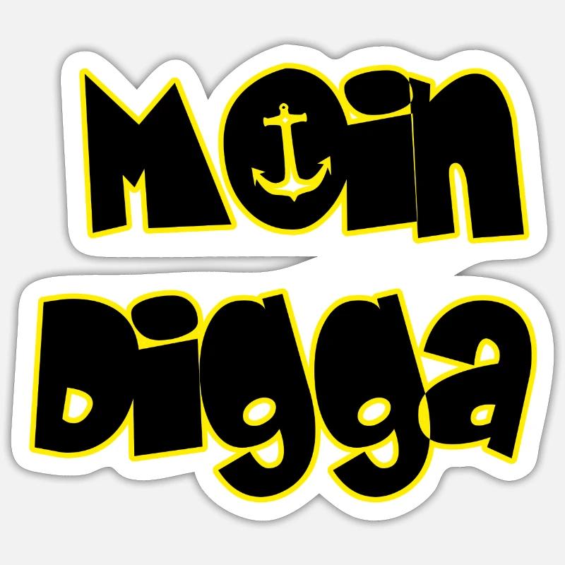 Moin Digga - Sticker Größe S (10 x 10 cm) - Mattweiß