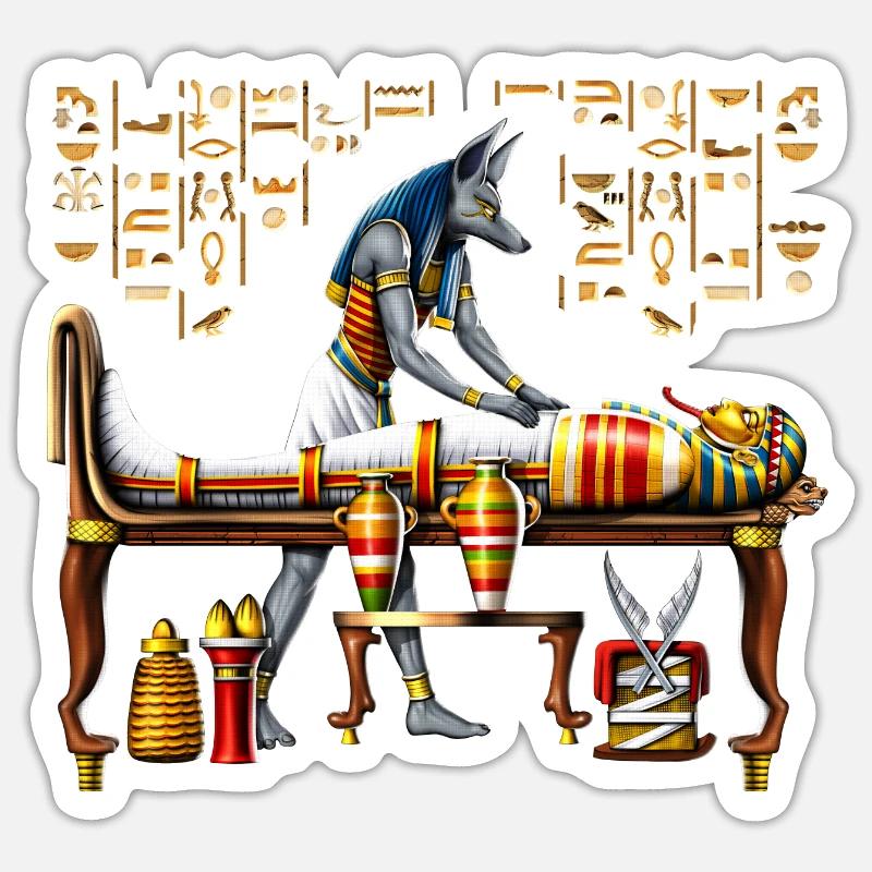 Anubis Dieu égyptien - Sticker taille S (10 x 10 cm) - blanc mat