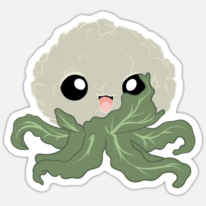 Cauliflower Octopus - Sticker size S (10 x 10 cm) - white matte