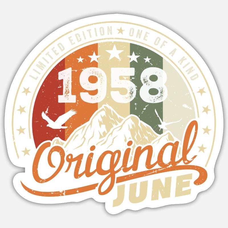 Juni 1958 | Geburtstag Juni 1958 Geboren im Juni 1958 - Sticker Größe S (10 x 10 cm) - Mattweiß