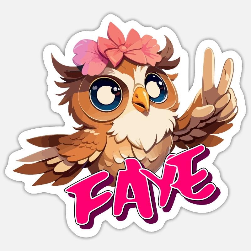 FAYE - Schöner Mädchen Name mit süßer EULE Sticker Größe S (10 x 10 cm)