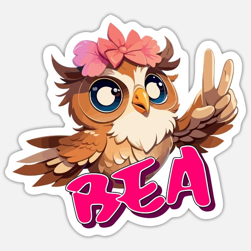 BEA - Schöner Mädchen Name mit süßer EULE Sticker Größe S (10 x 10 cm)