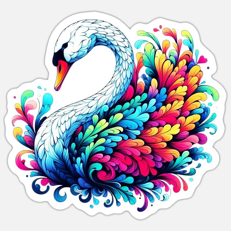 Cygne - Sticker taille S (10 x 10 cm) - blanc mat