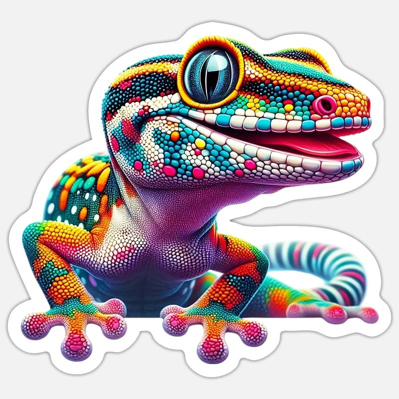 Gecko - Sticker taille S (10 x 10 cm) - blanc mat