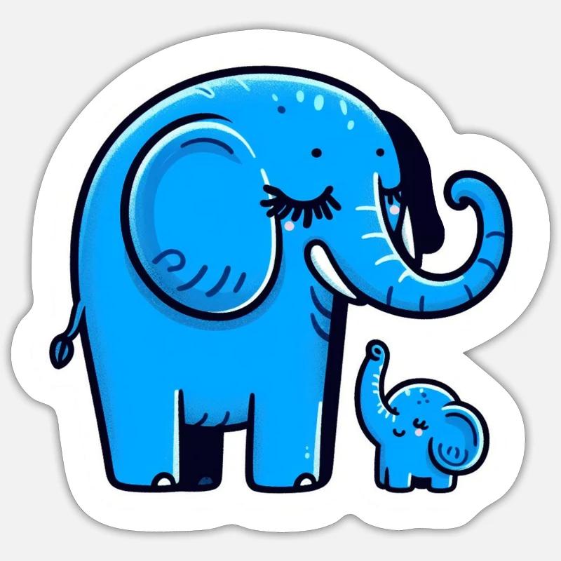 Blue elephants Sticker size S (10 x 10 cm)