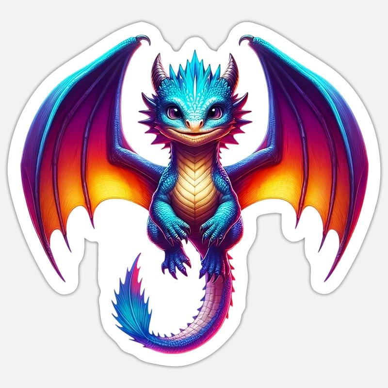 Drache - Sticker Größe S (10 x 10 cm) - Mattweiß