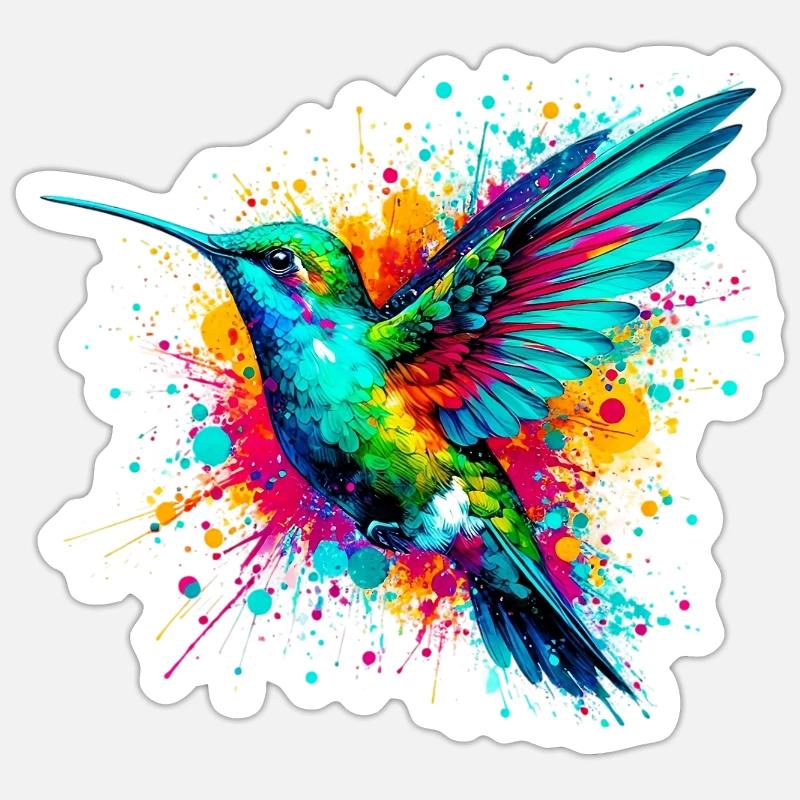 Colibri - Sticker taille S (10 x 10 cm) - blanc mat