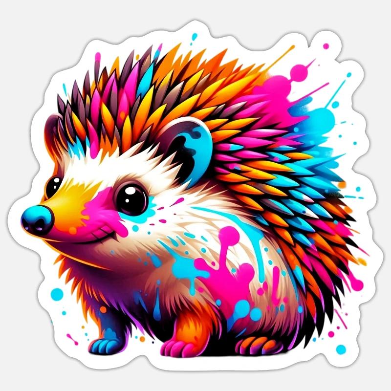 Hérisson - Sticker taille S (10 x 10 cm) - blanc mat