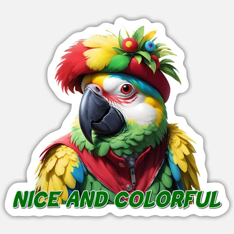 Perroquet - Sticker taille S (10 x 10 cm) - blanc mat