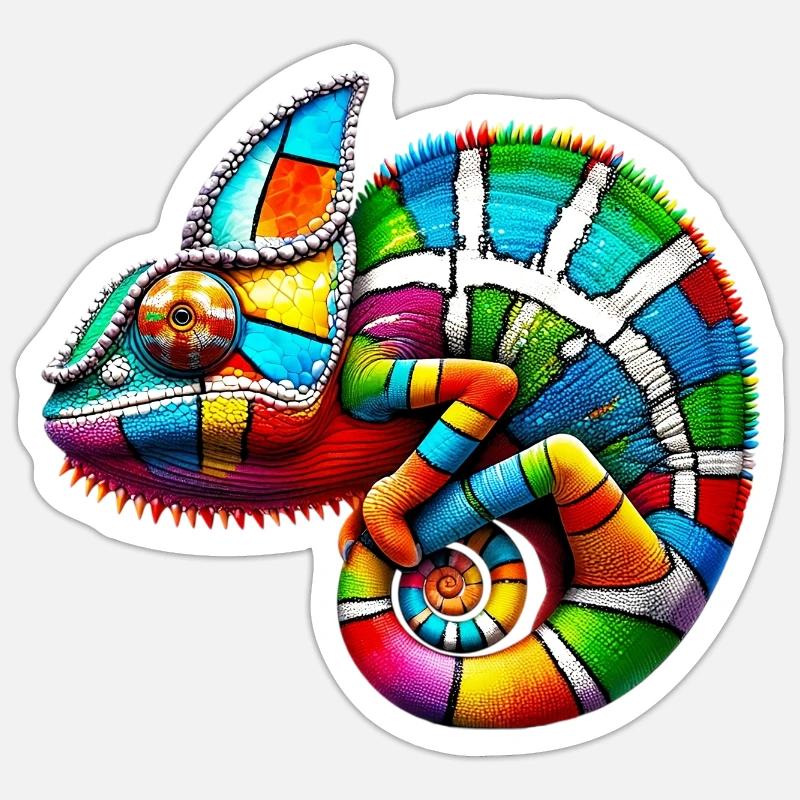 Caméléon Mondrian Sticker taille S (10 x 10 cm)