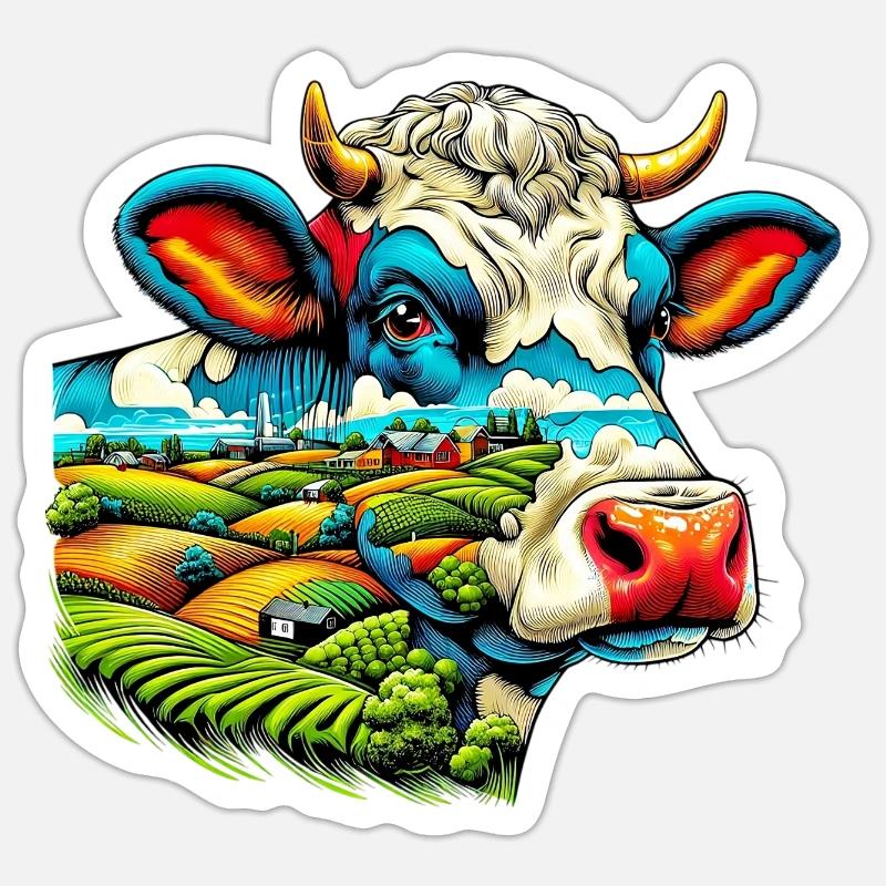 Vache - Sticker taille S (10 x 10 cm) - blanc mat