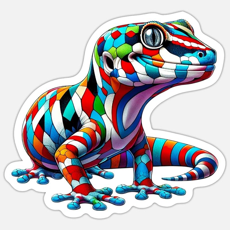 Gecko - Sticker taille S (10 x 10 cm) - blanc mat